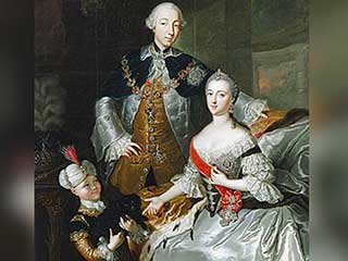 Pedro III con su esposa, futura Imperatriz Catalina II, y su hijo Pablo